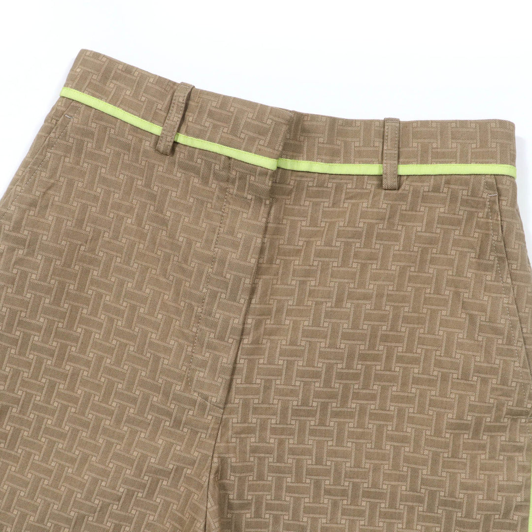 Great HERMES Shorts H design mosaic jacquard piping Brown cotton Women 36