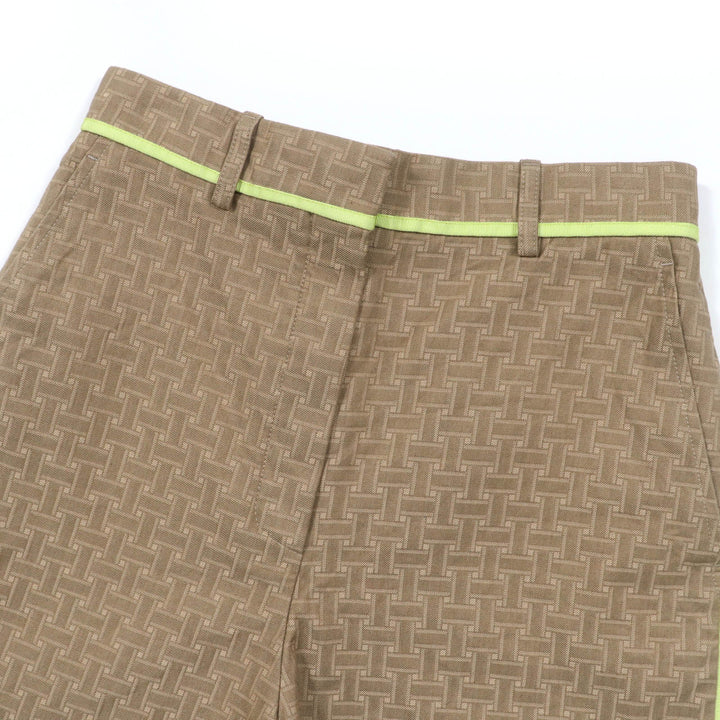 Great HERMES Shorts H design mosaic jacquard piping Brown cotton Women 36