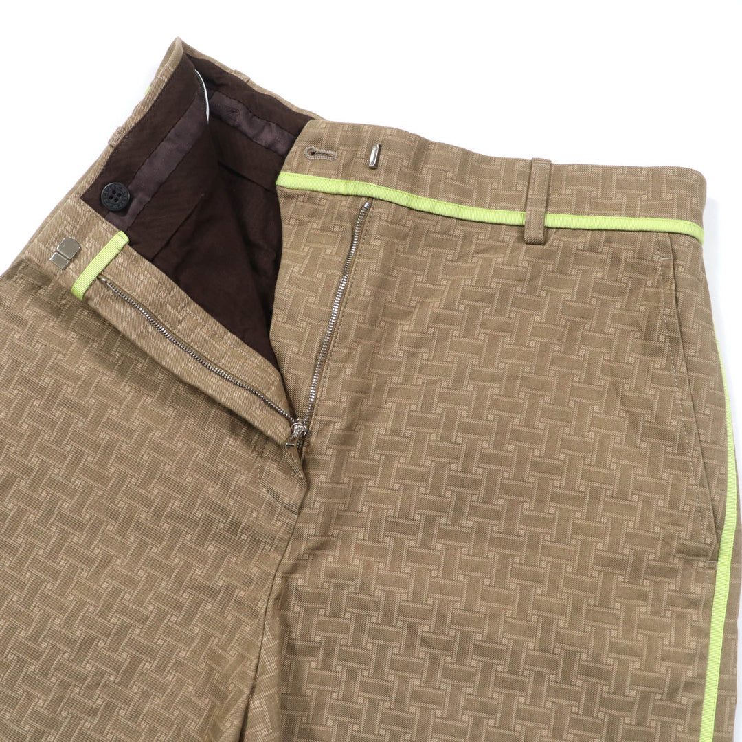 Great HERMES Shorts H design mosaic jacquard piping Brown cotton Women 36