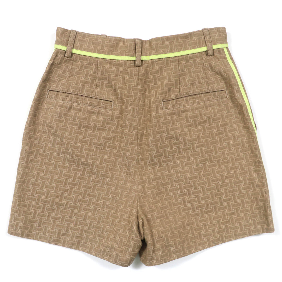 Great HERMES Shorts H design mosaic jacquard piping Brown cotton Women 36