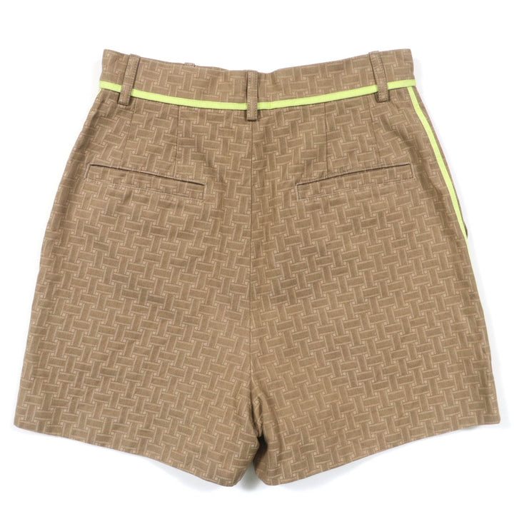 Great HERMES Shorts H design mosaic jacquard piping Brown cotton Women 36