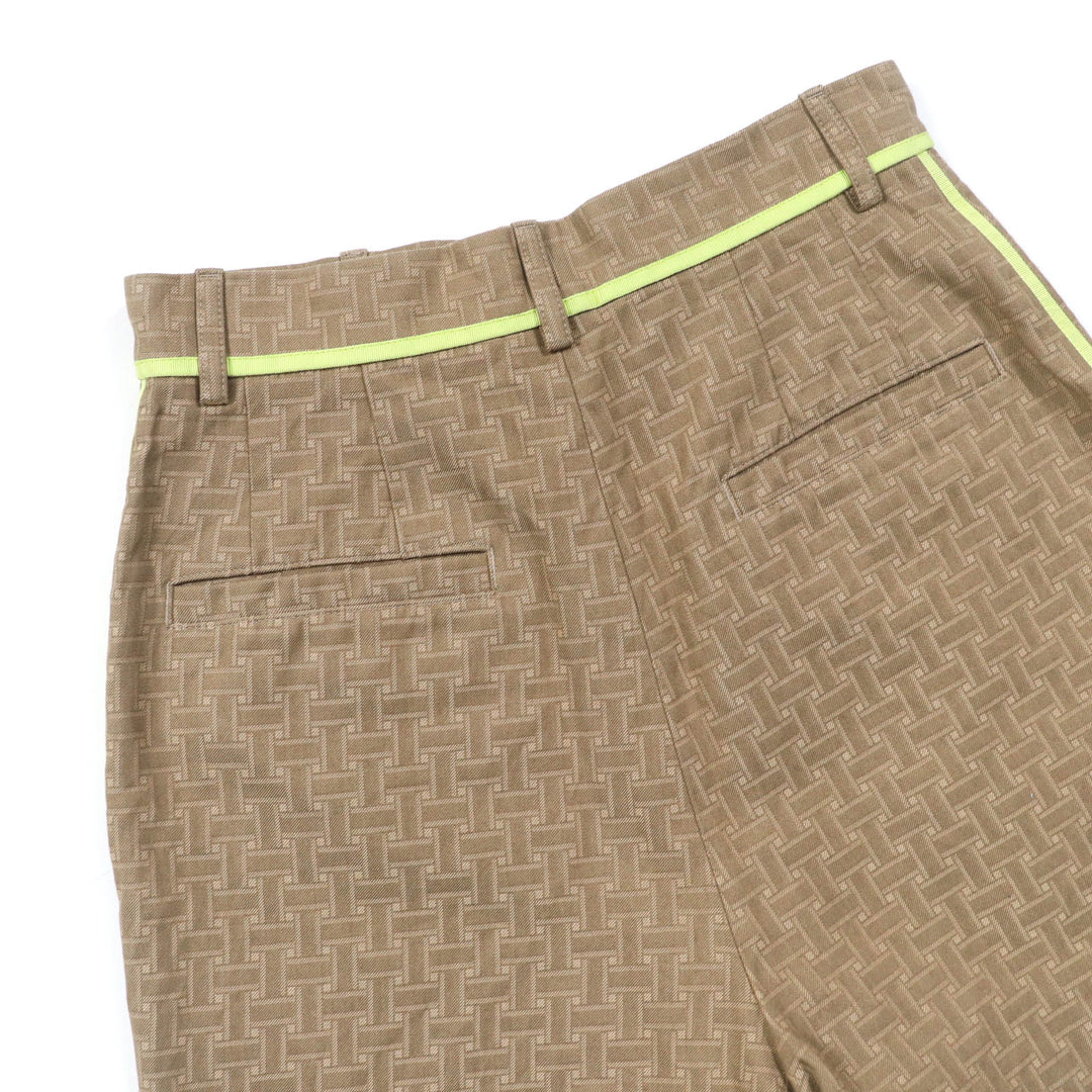 Great HERMES Shorts H design mosaic jacquard piping Brown cotton Women 36