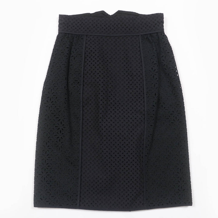 Great LOUIS VUITTON skirt Eyelet lace flower design with LV gold buttons black