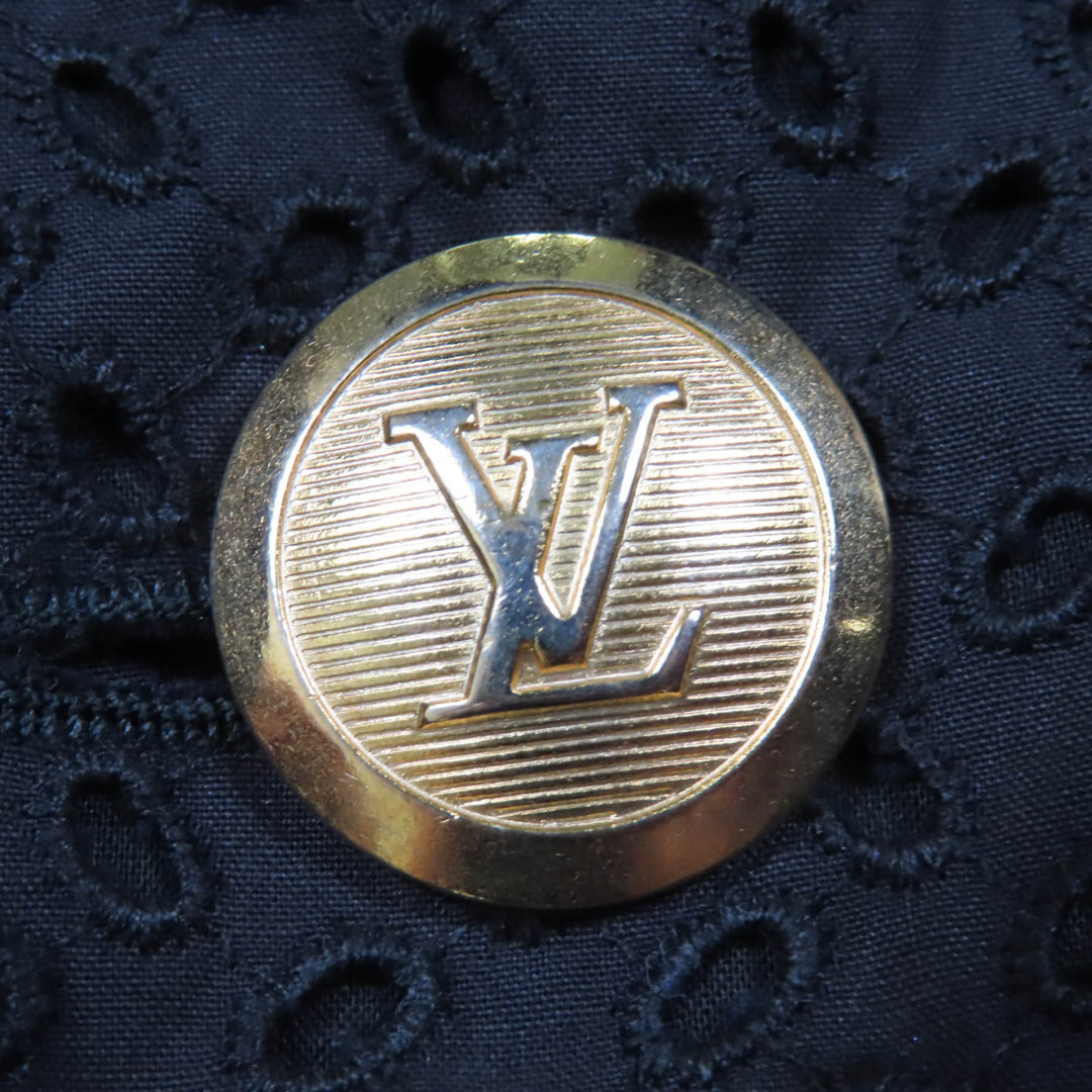 Great LOUIS VUITTON skirt Eyelet lace flower design with LV gold buttons black