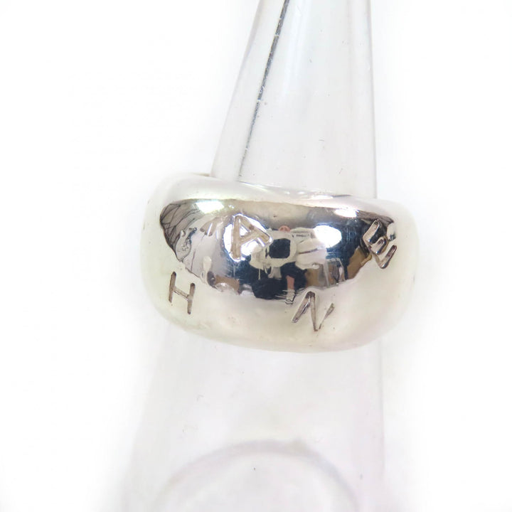 Great CHANEL Ring Logo engraved wide ring accessories Silver SV925 Women