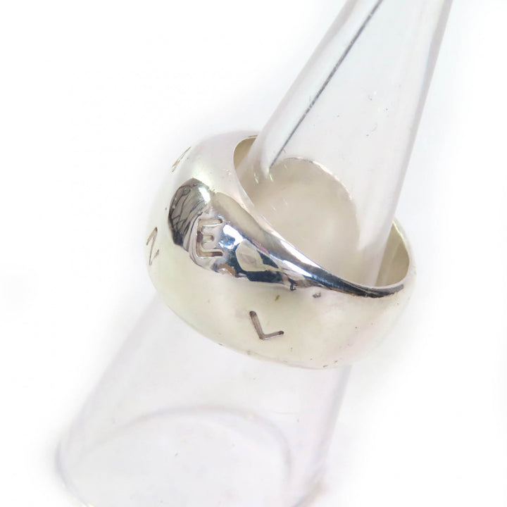 Great CHANEL Ring Logo engraved wide ring accessories Silver SV925 Women