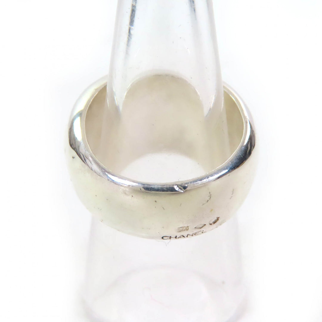 Great CHANEL Ring Logo engraved wide ring accessories Silver SV925 Women