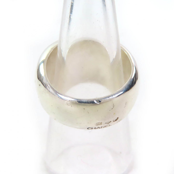 Great CHANEL Ring Logo engraved wide ring accessories Silver SV925 Women