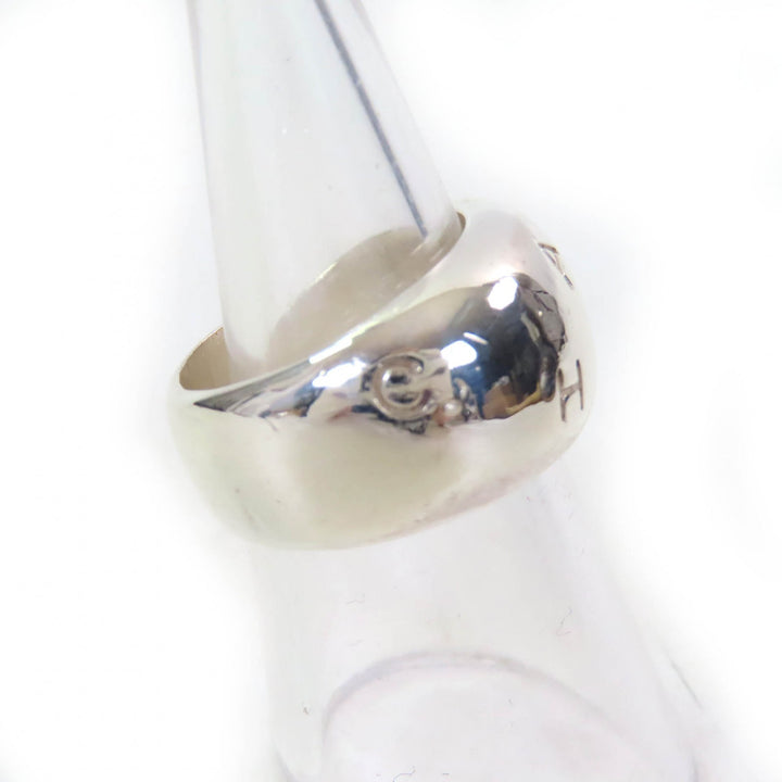 Great CHANEL Ring Logo engraved wide ring accessories Silver SV925 Women
