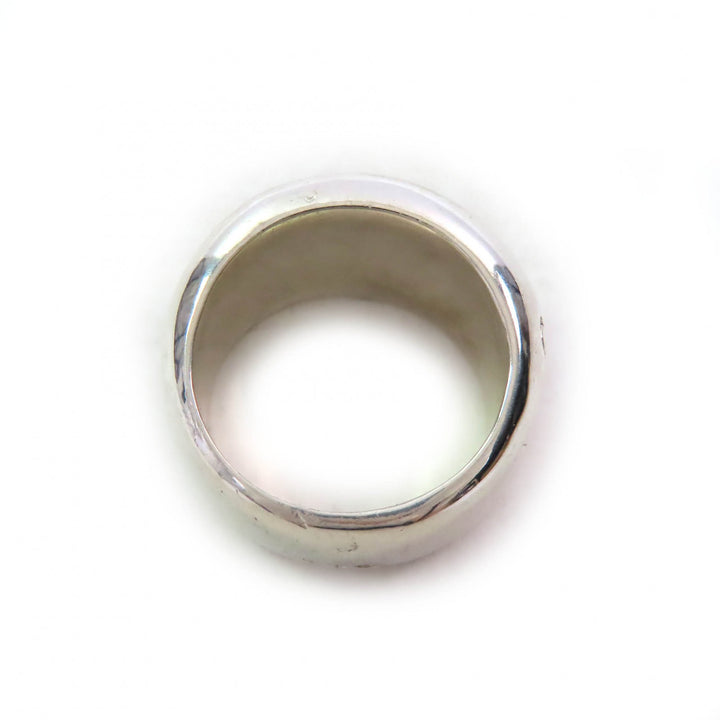 Great CHANEL Ring Logo engraved wide ring accessories Silver SV925 Women