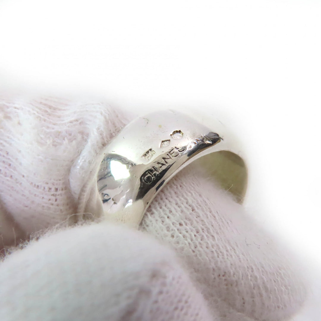 Great CHANEL Ring Logo engraved wide ring accessories Silver SV925 Women