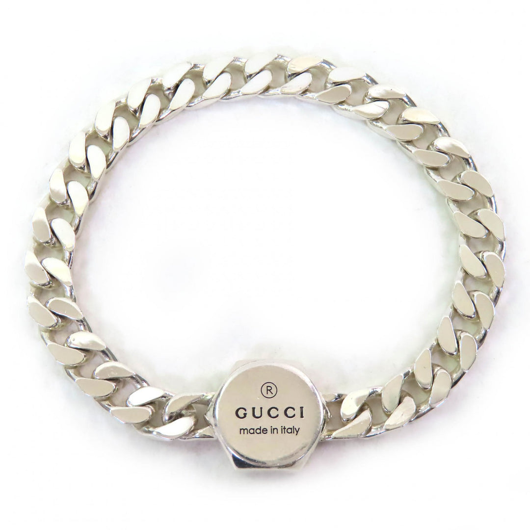 Great GUCCI bracelet Trademark Bure Rubbed T logo bangle Silver AG925 16 779173