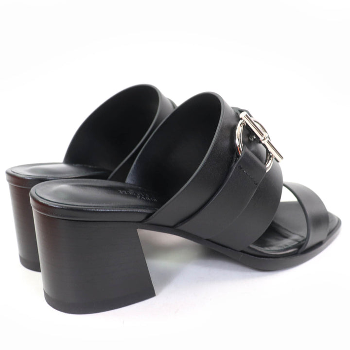 Excellent HERMES Sandals cute Purchased in 2025 Glennan Metal Leather black