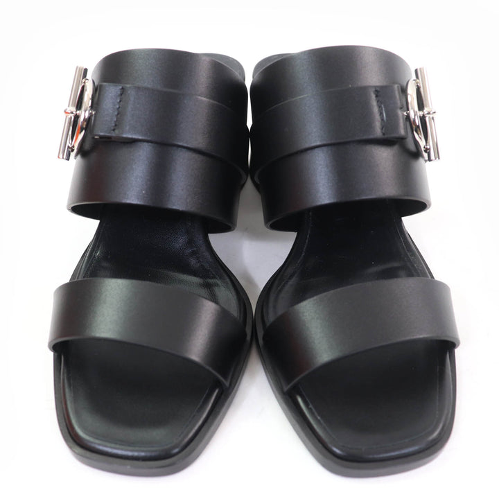 Excellent HERMES Sandals cute Purchased in 2025 Glennan Metal Leather black