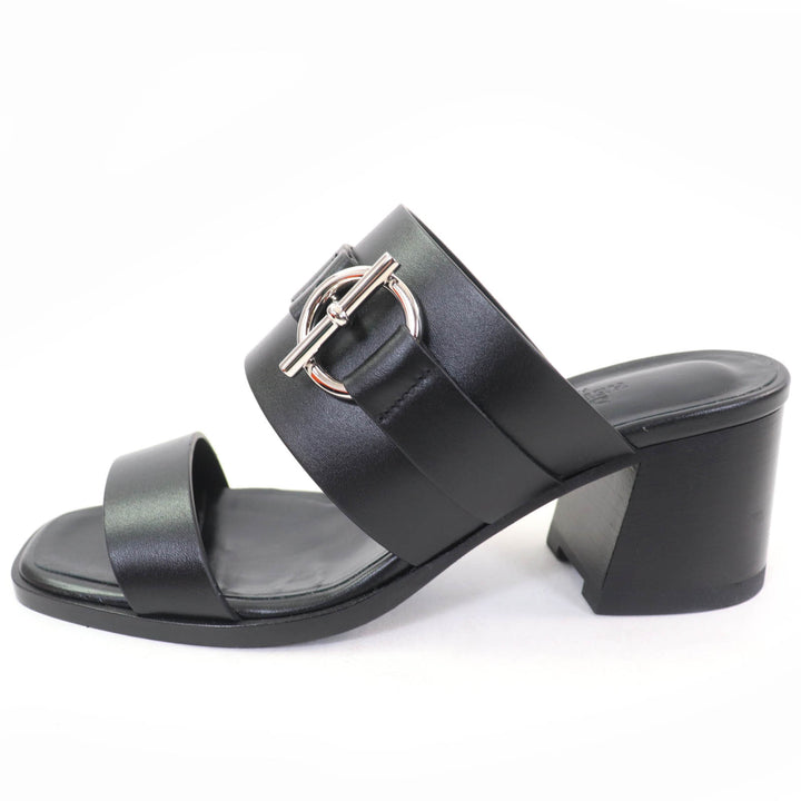 Excellent HERMES Sandals cute Purchased in 2025 Glennan Metal Leather black