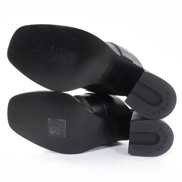 Excellent HERMES Sandals cute Purchased in 2025 Glennan Metal Leather black