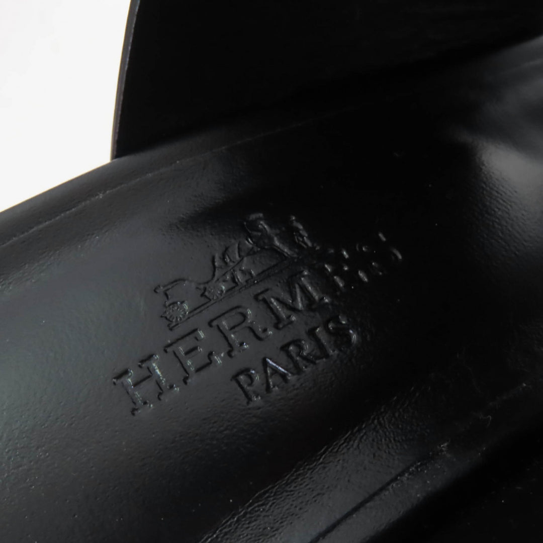 Excellent HERMES Sandals cute Purchased in 2025 Glennan Metal Leather black