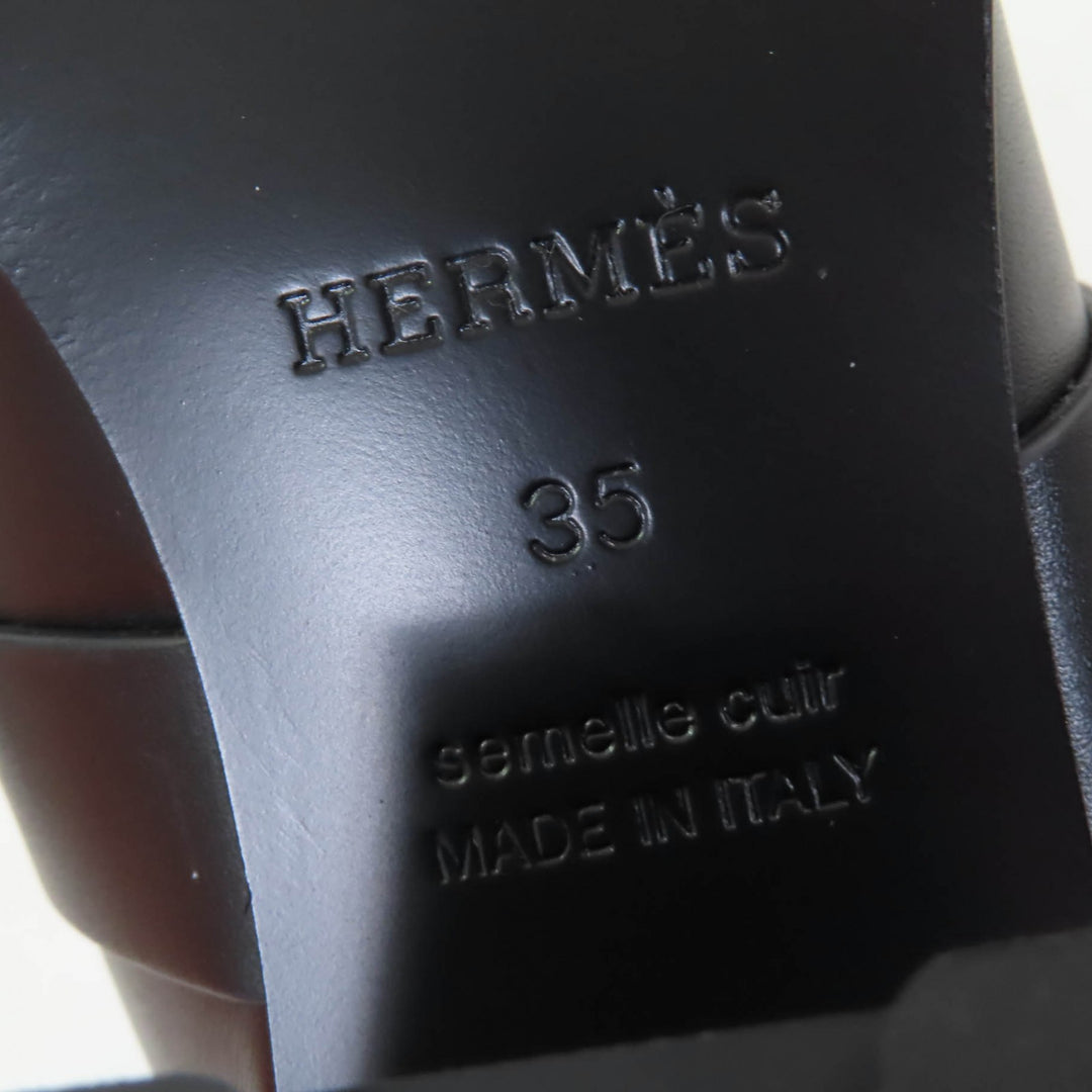 Excellent HERMES Sandals cute Purchased in 2025 Glennan Metal Leather black