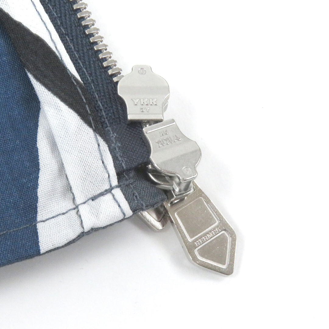 Excellent HERMES Blouson Horse pattern Blue gray cotton mens 43