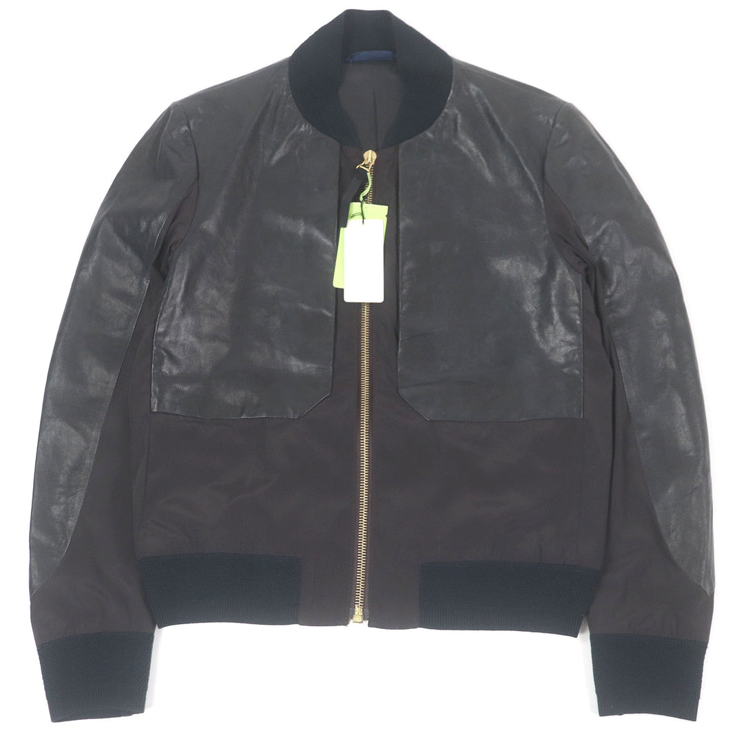 Pristine Paul Smith leather jacket Switch design blouson Black brown polyester