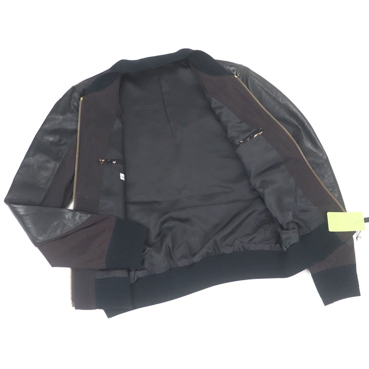 Pristine Paul Smith leather jacket Switch design blouson Black brown polyester