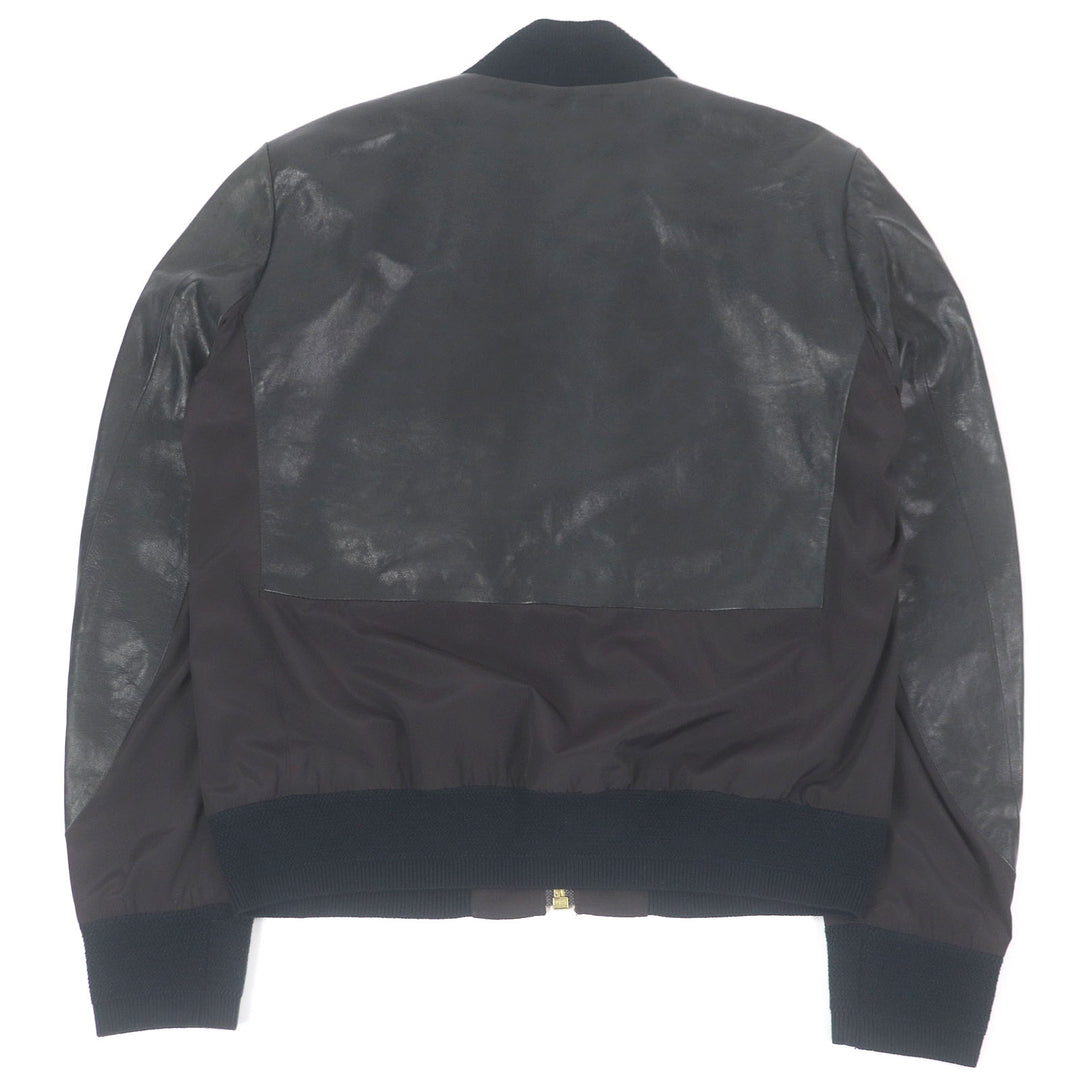 Pristine Paul Smith leather jacket Switch design blouson Black brown polyester