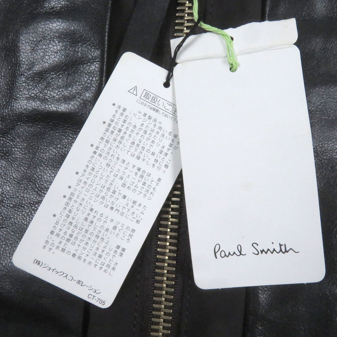 Pristine Paul Smith leather jacket Switch design blouson Black brown polyester