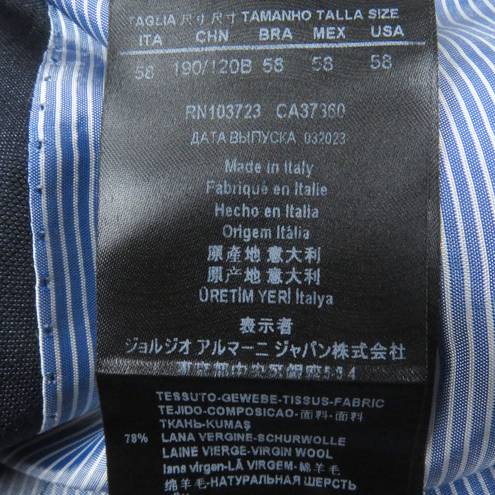 Great GIORGIO ARMANI suit Black Tag Single Navy wool mens 58