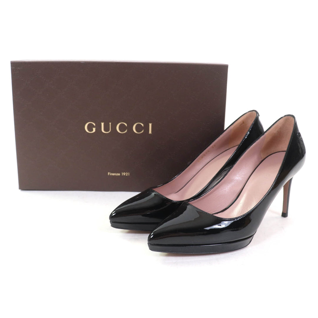 Excellent GUCCI pumps black Patent leather Women 36 388314