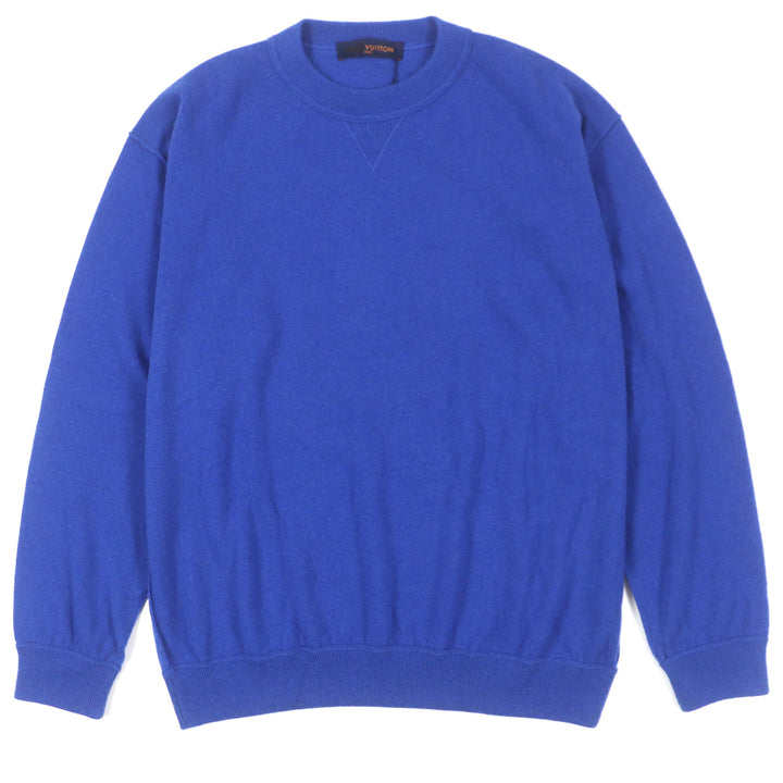 Pristine LOUIS VUITTON sweater Inside-out crew neck knit with logo blue cashmere