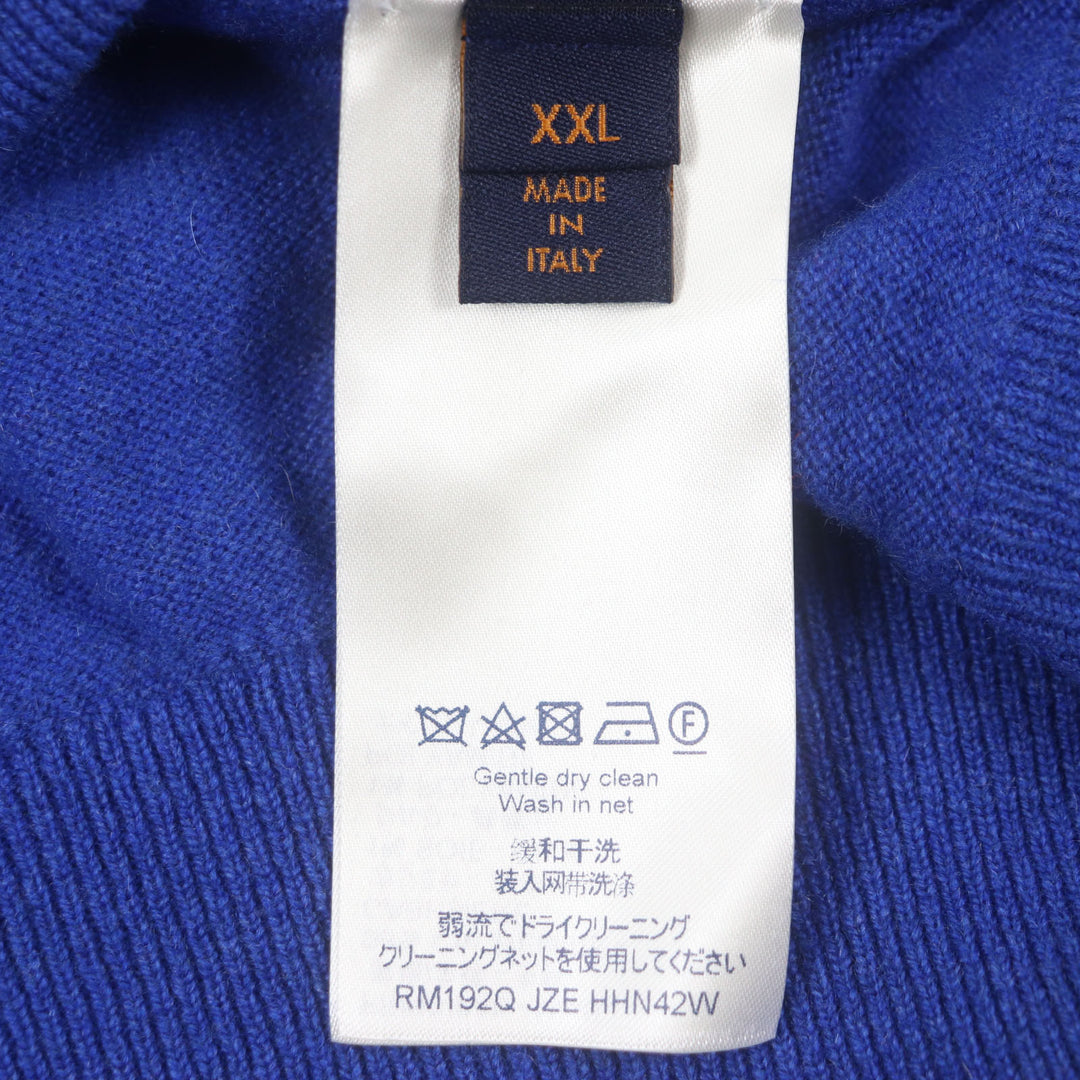 Pristine LOUIS VUITTON sweater Inside-out crew neck knit with logo blue cashmere