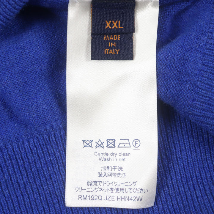 Pristine LOUIS VUITTON sweater Inside-out crew neck knit with logo blue cashmere
