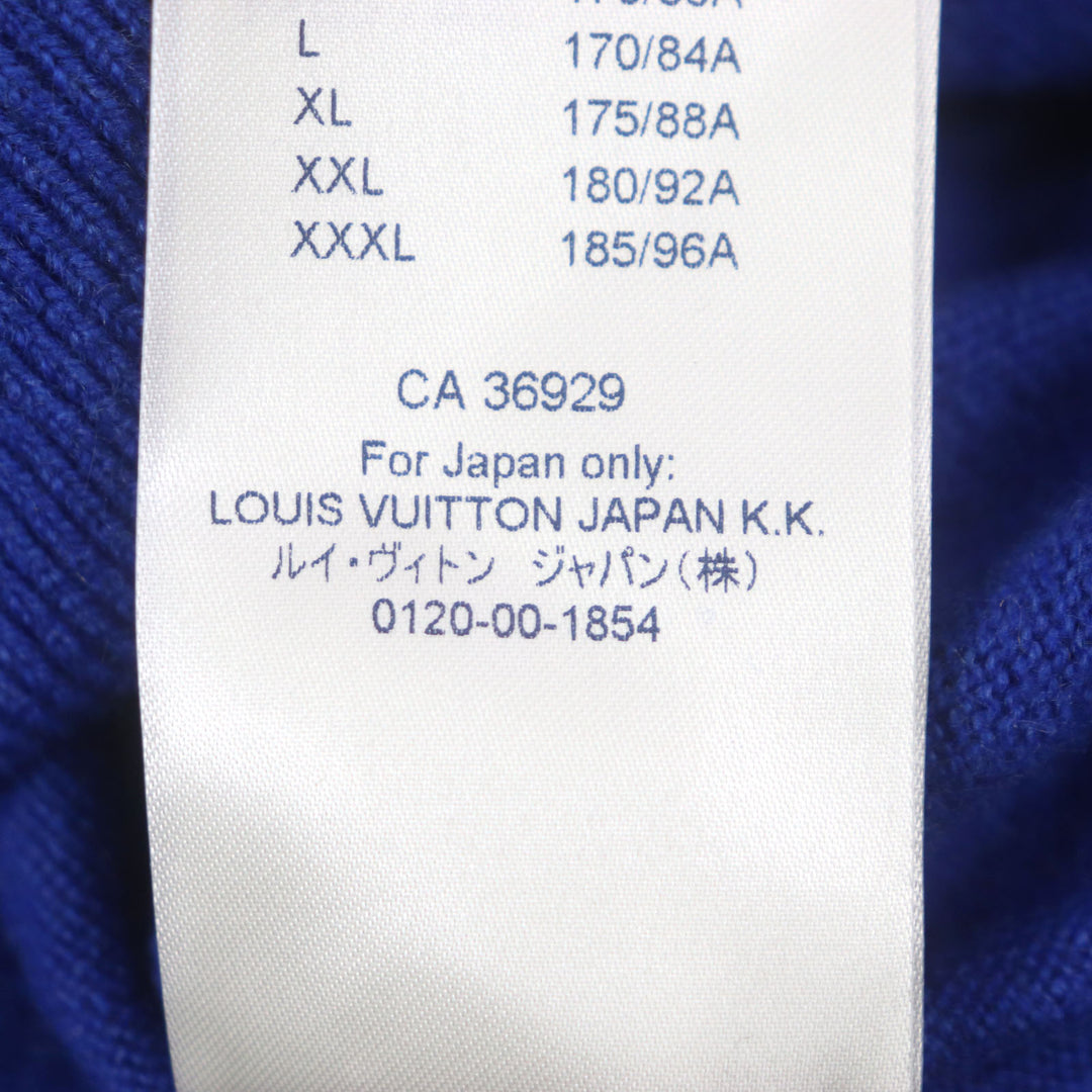 Pristine LOUIS VUITTON sweater Inside-out crew neck knit with logo blue cashmere mens XXL