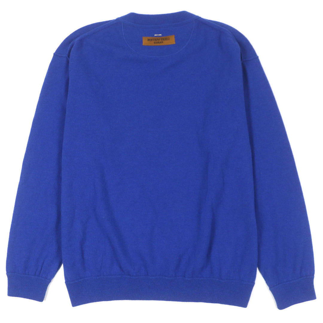 Pristine LOUIS VUITTON sweater Inside-out crew neck knit with logo blue cashmere mens XXL
