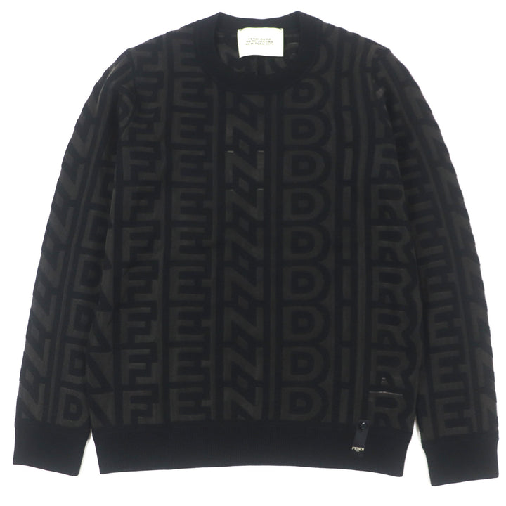 Pristine FENDI×MARC JACOBS sweater All-over logo crew neck knit wool 50 FZX131