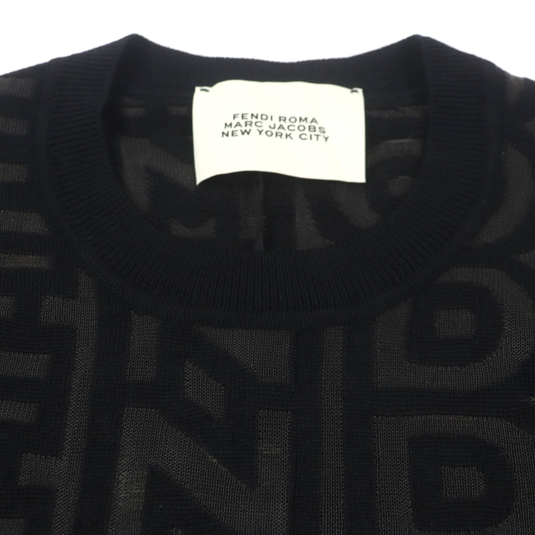 Pristine FENDI×MARC JACOBS sweater All-over logo crew neck knit wool mens 50 FZX131