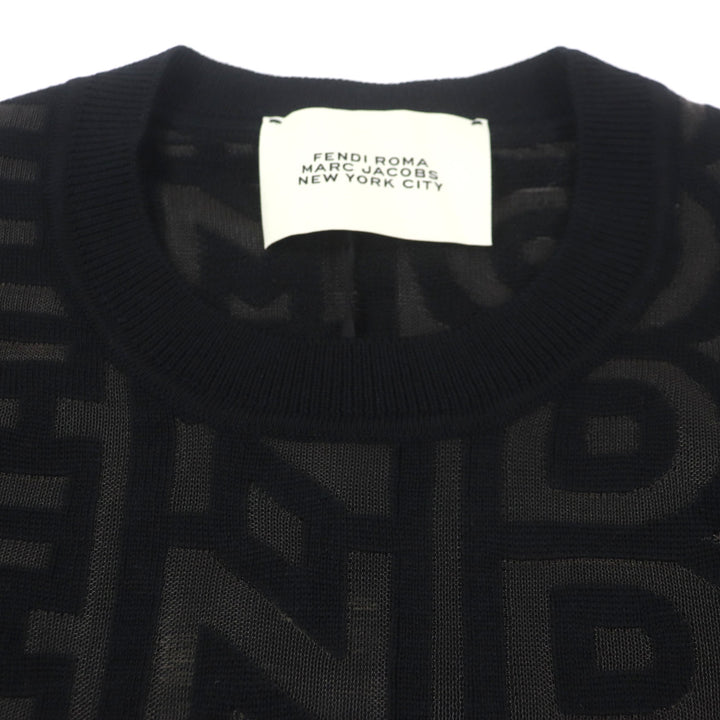 Pristine FENDI×MARC JACOBS sweater All-over logo crew neck knit wool 50 FZX131