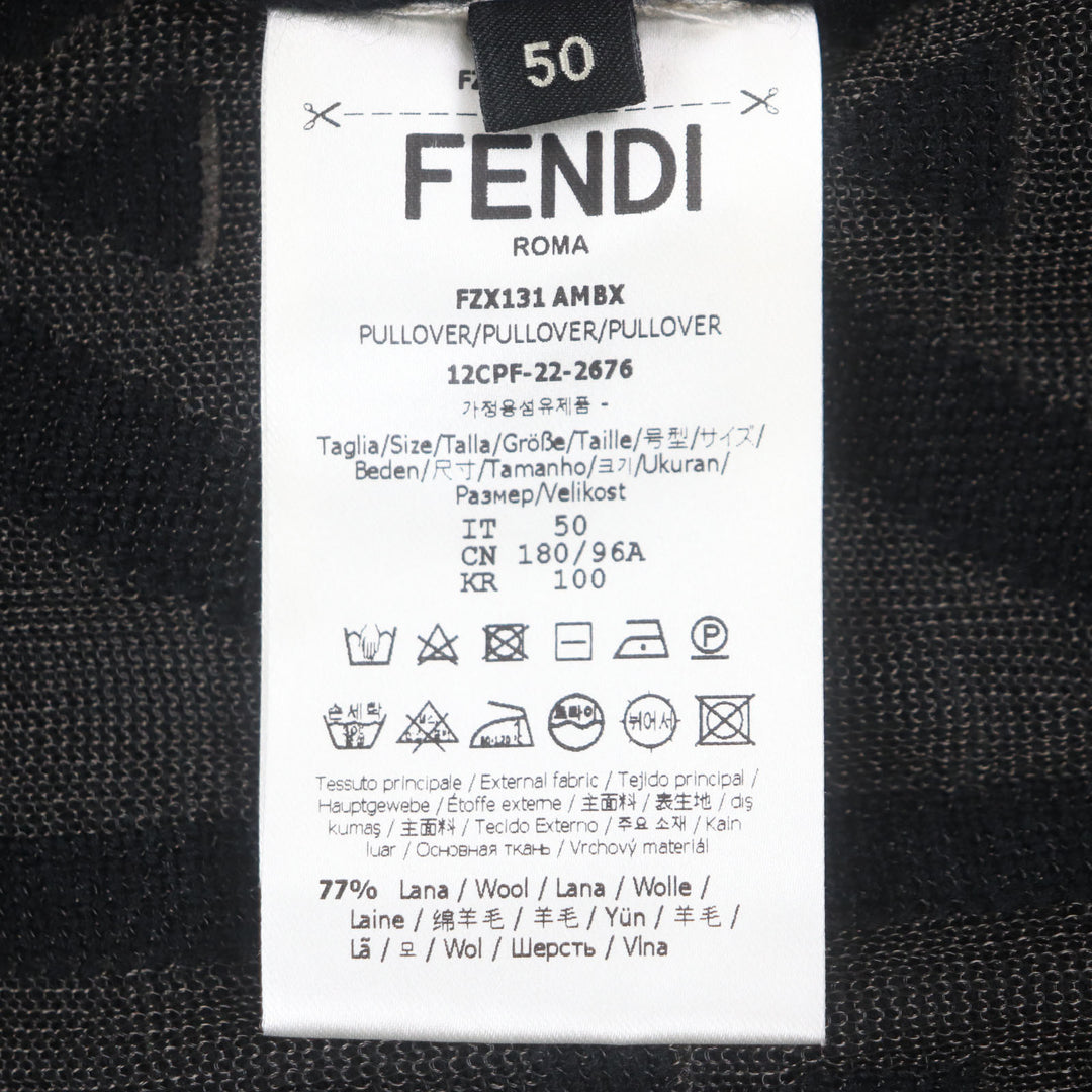 Pristine FENDI×MARC JACOBS sweater All-over logo crew neck knit wool 50 FZX131