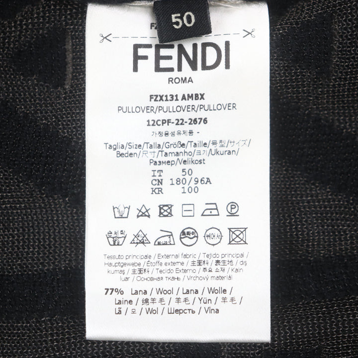 Pristine FENDI×MARC JACOBS sweater All-over logo crew neck knit wool 50 FZX131