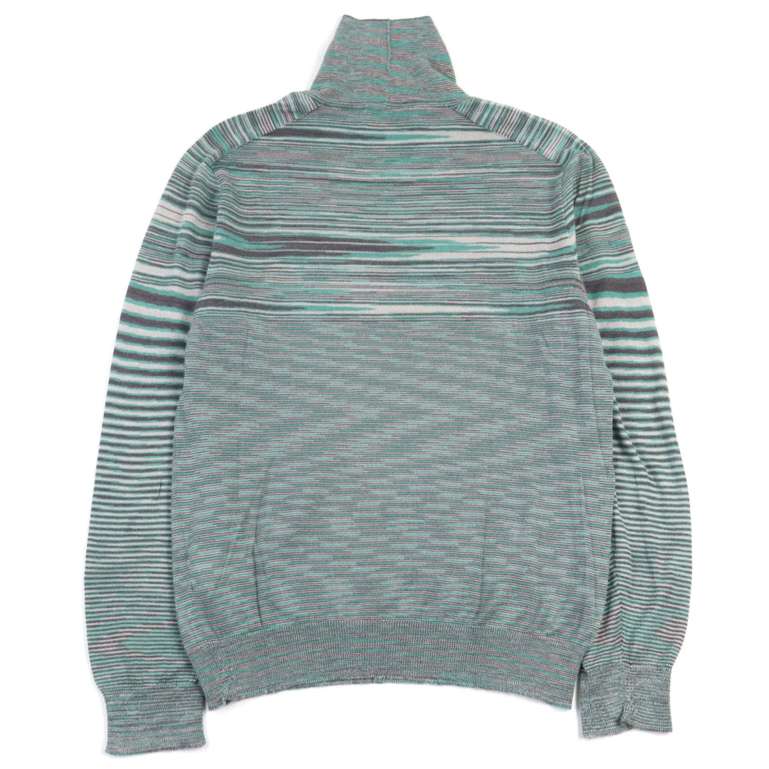 Great Missoni knit Striped Pattern Turtleneck Green system cashmere silk men 50