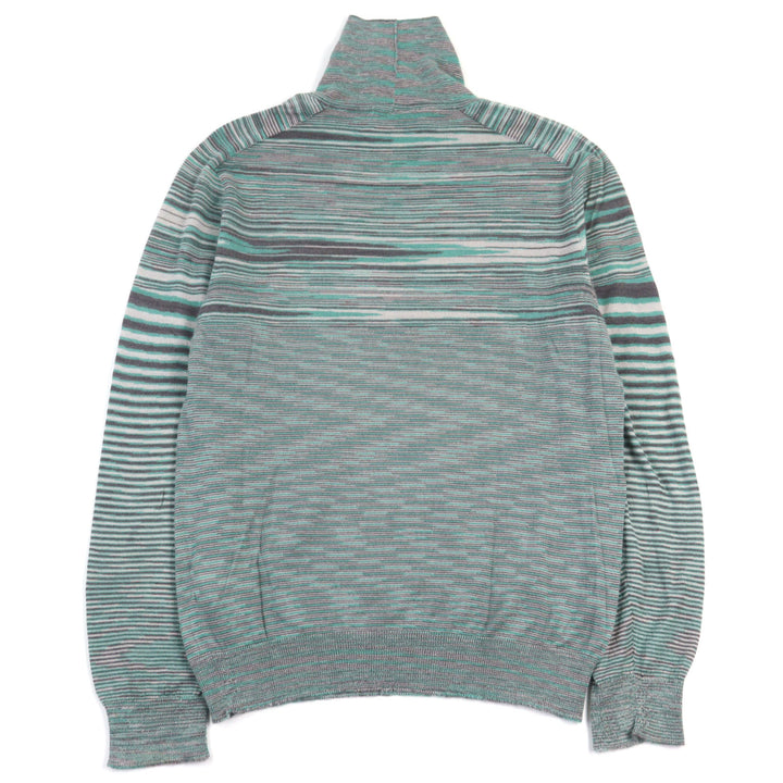 Great Missoni knit Striped Pattern Turtleneck Green system cashmere silk men 50