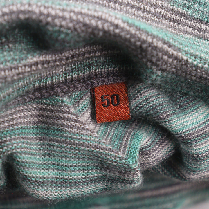 Great Missoni knit Striped Pattern Turtleneck Green system cashmere silk men 50