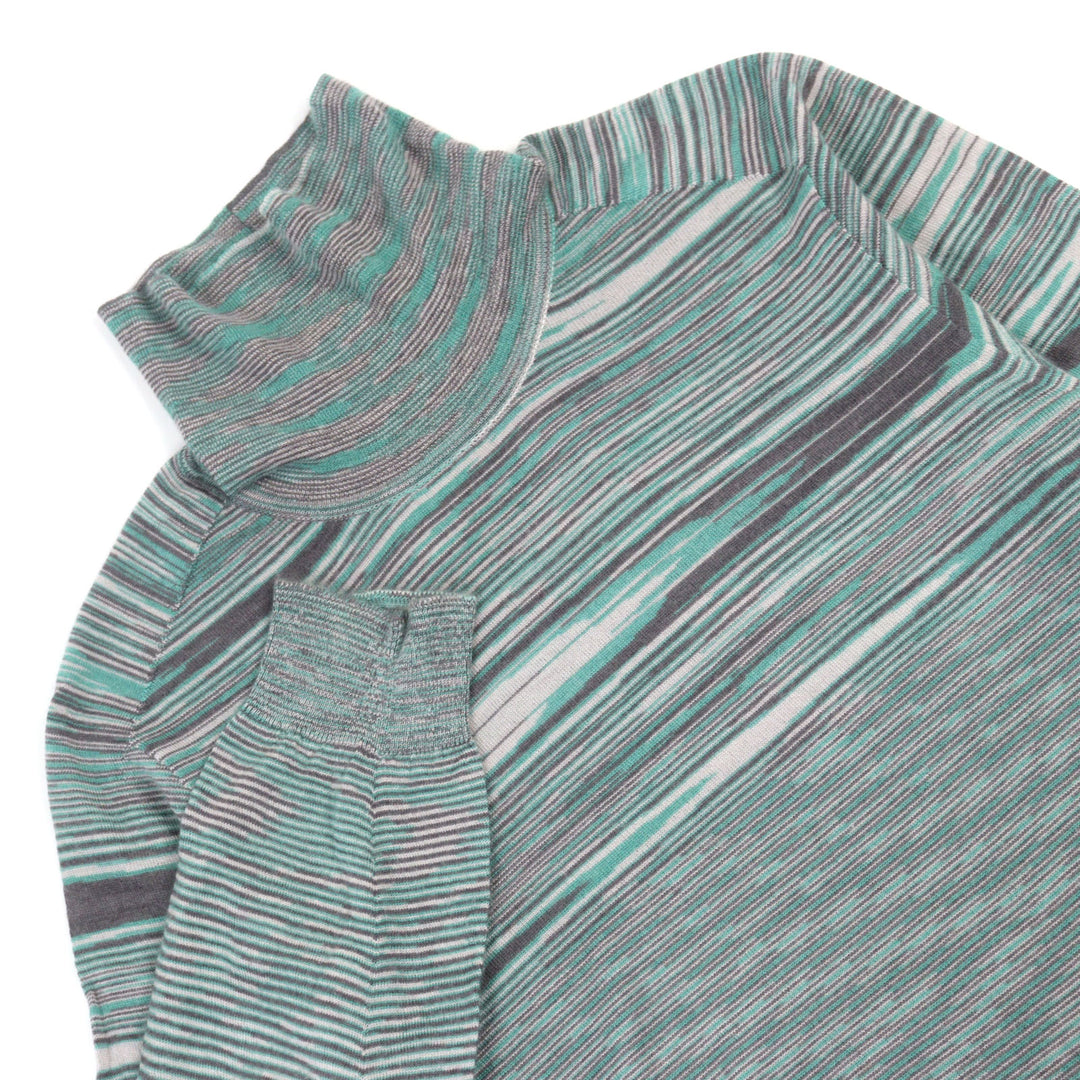 Great Missoni knit Striped Pattern Turtleneck Green system cashmere silk men 50