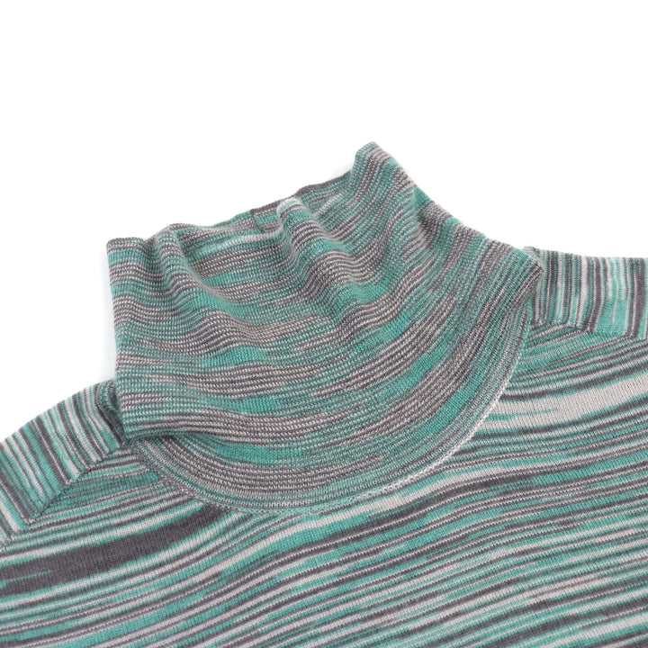 Great Missoni knit Striped Pattern Turtleneck Green system cashmere silk men 50