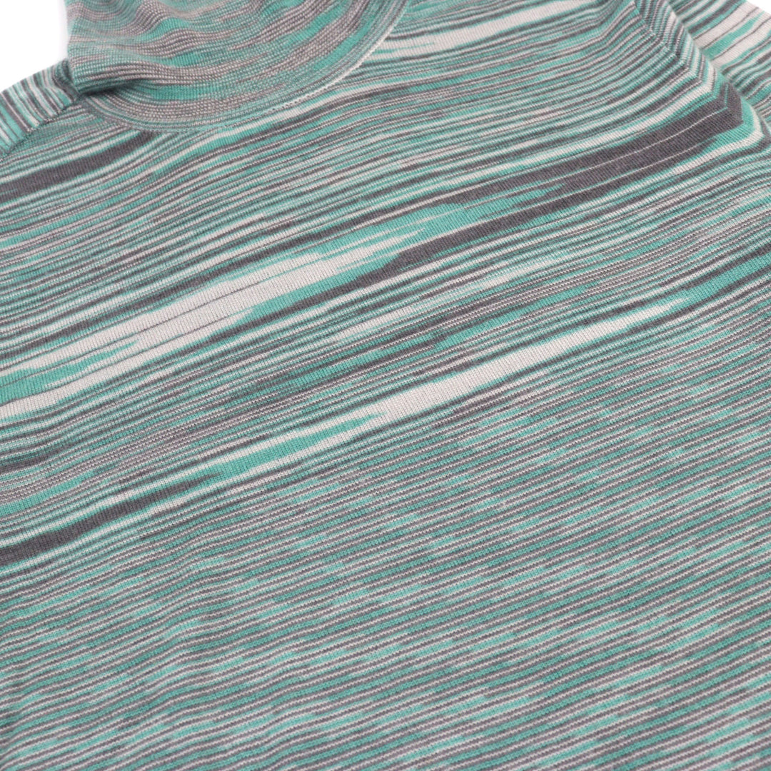 Great Missoni knit Striped Pattern Turtleneck Green system cashmere silk men 50