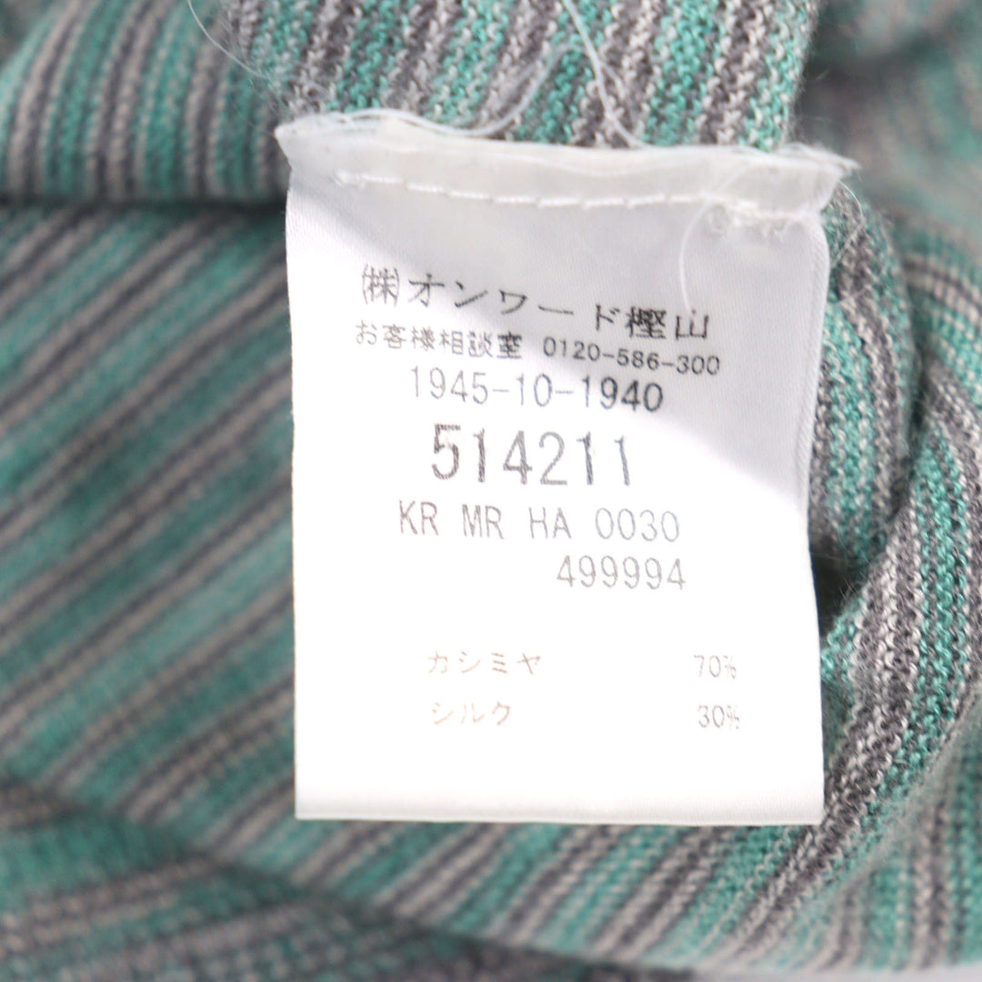 Great Missoni knit Striped Pattern Turtleneck Green system cashmere silk men 50
