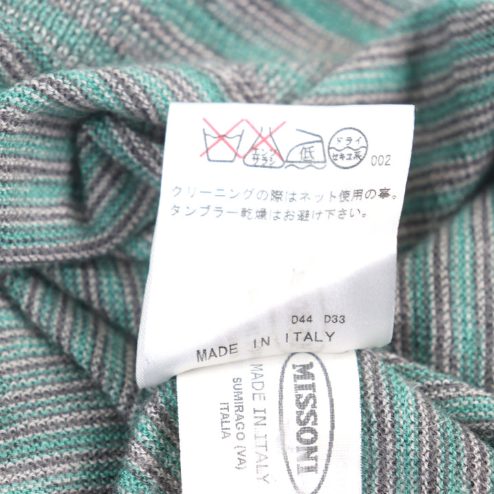 Great Missoni knit Striped Pattern Turtleneck Green system cashmere silk men 50