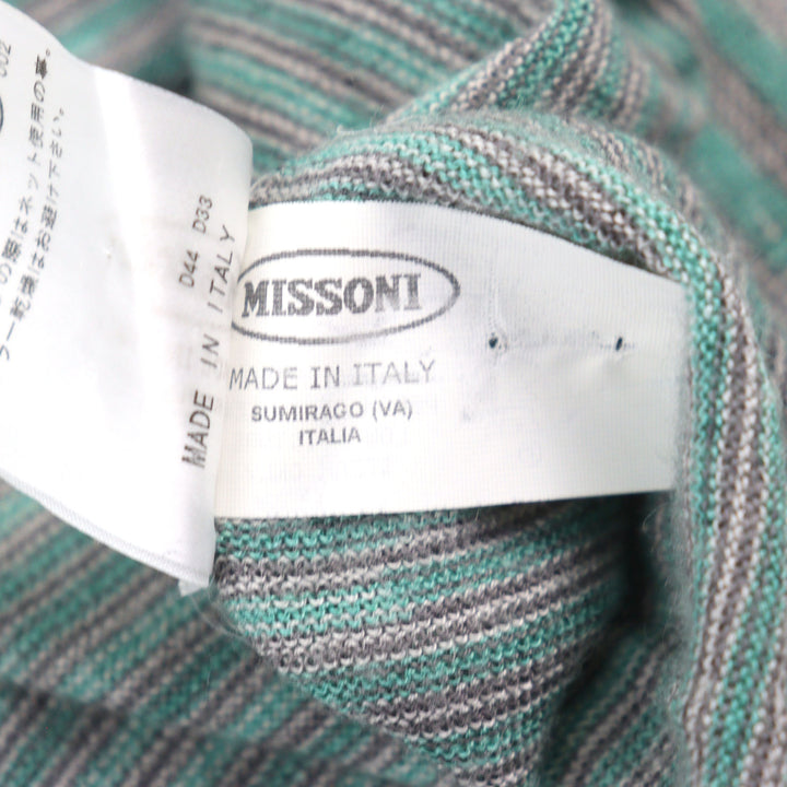 Great Missoni knit Striped Pattern Turtleneck Green system cashmere silk men 50