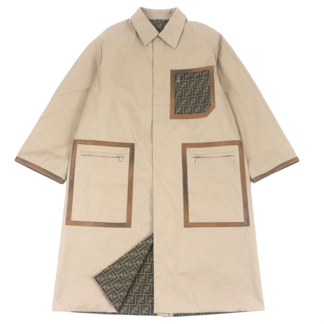 FENDI trench coat beige cotton mens 50 FF0741