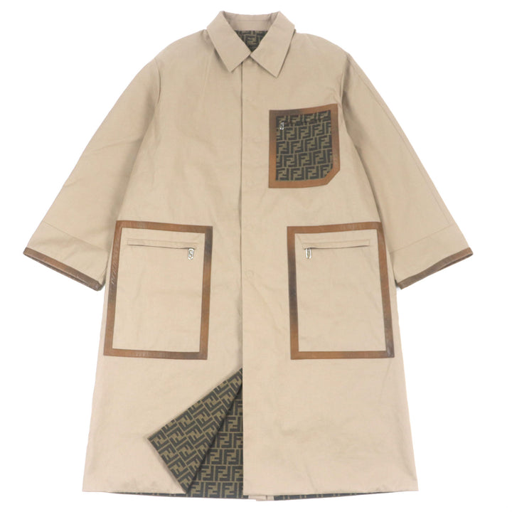 Pristine FENDI trench coat beige cotton mens 50 FF0741